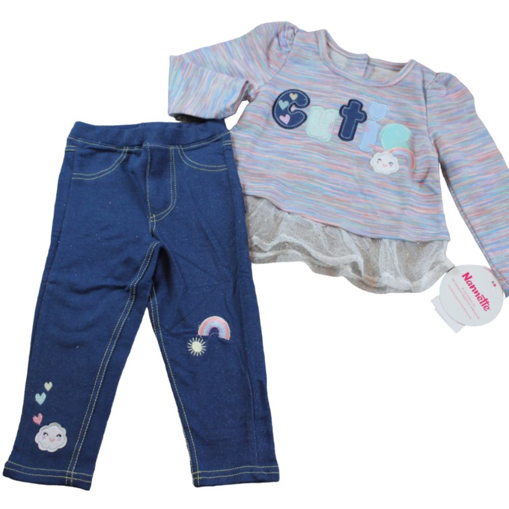 Nannette Kids Rainbow Cutie Outfit Set Baby Girls Clothes Size 12M 18M 24M NWT